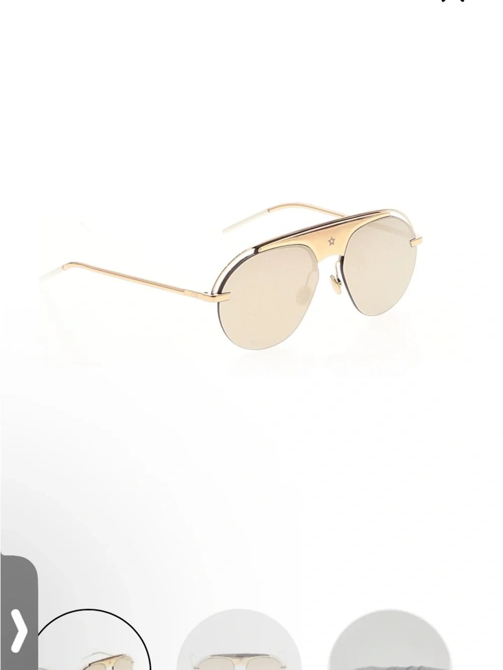 Dior Gold Metal Aviator Sunglasses with Champagne Lenses
